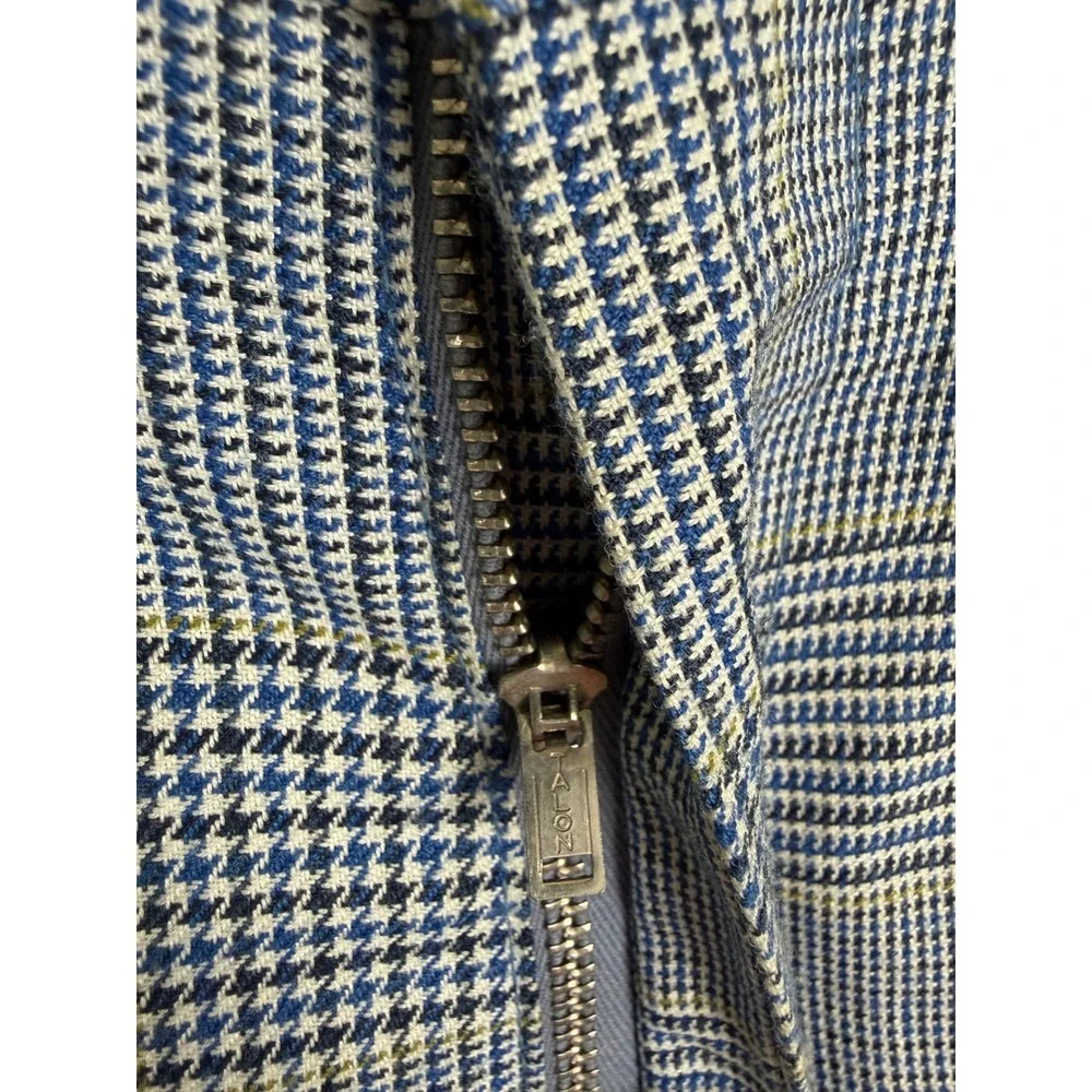 Vintage Farah Mens‎ Blue Glen Plaid Trousers Made in USA Talon Zip 32x29